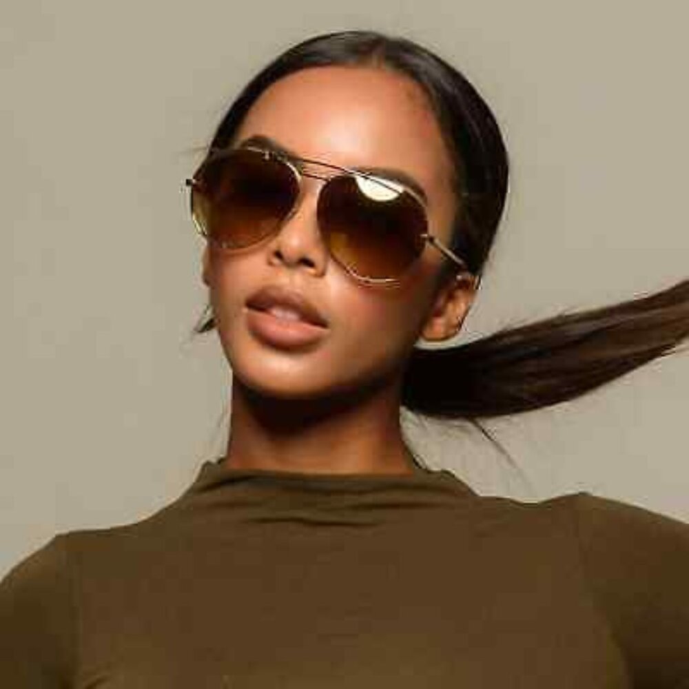 DIFF Eyewear Aviator Sunglasses Gold Metal Frame
